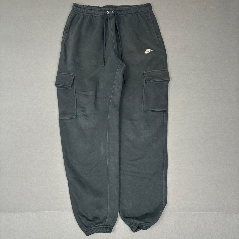 Nike Sportswear Club Fleece Black Cargo Sweatpants Men's Size Small Cuffed